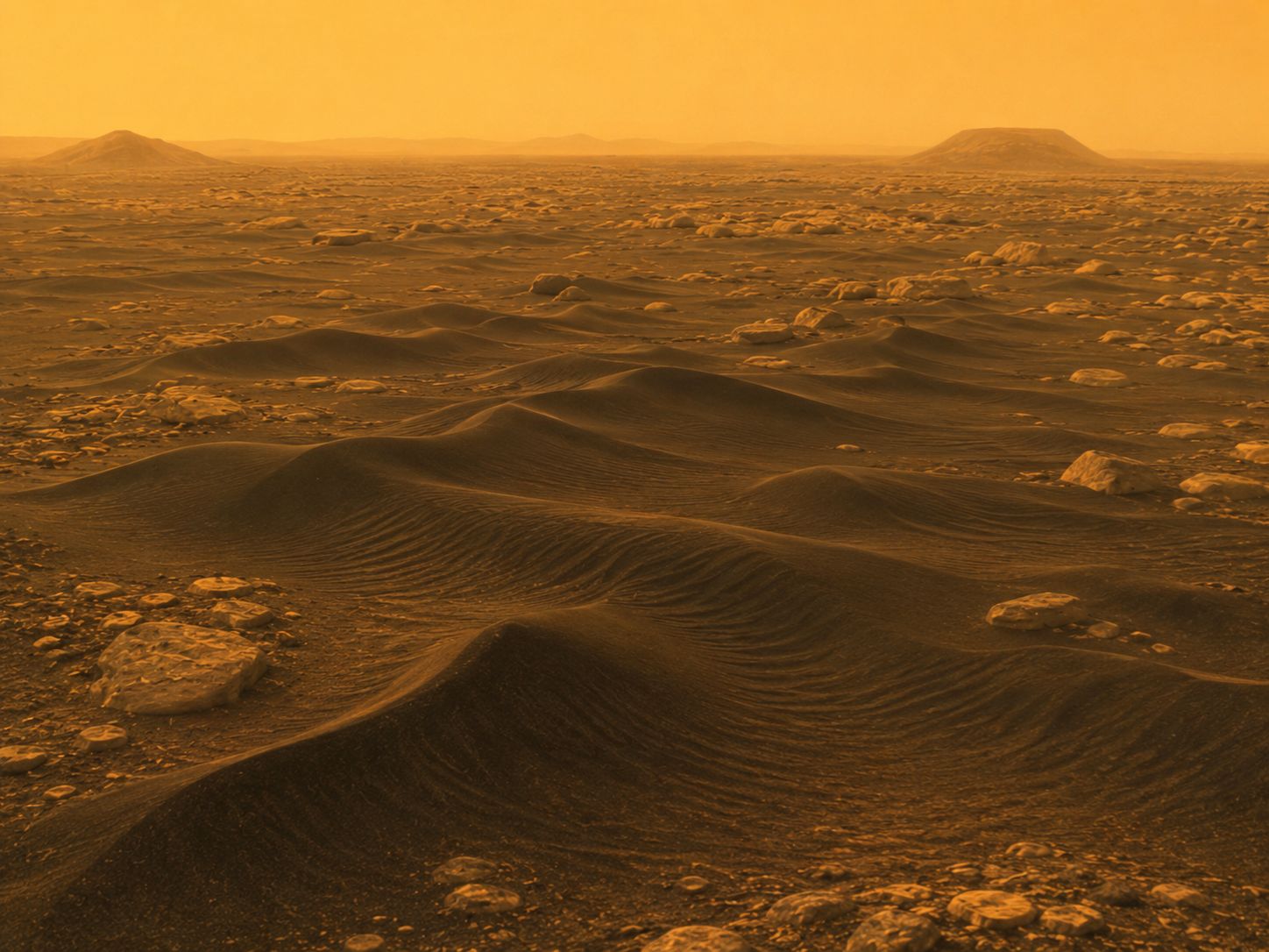Titan's surface showing dunes of organic material, the kind of terrain Dragonfly will explore