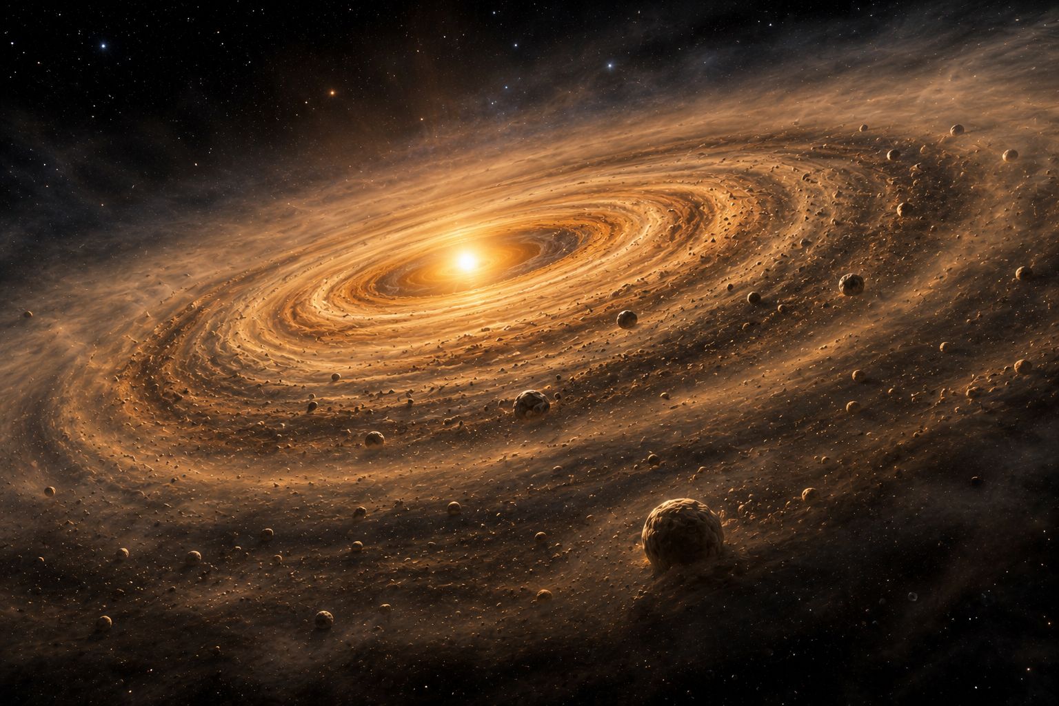 Artist's concept of a young protoplanetary disc around a newborn star, similar to how our solar system began