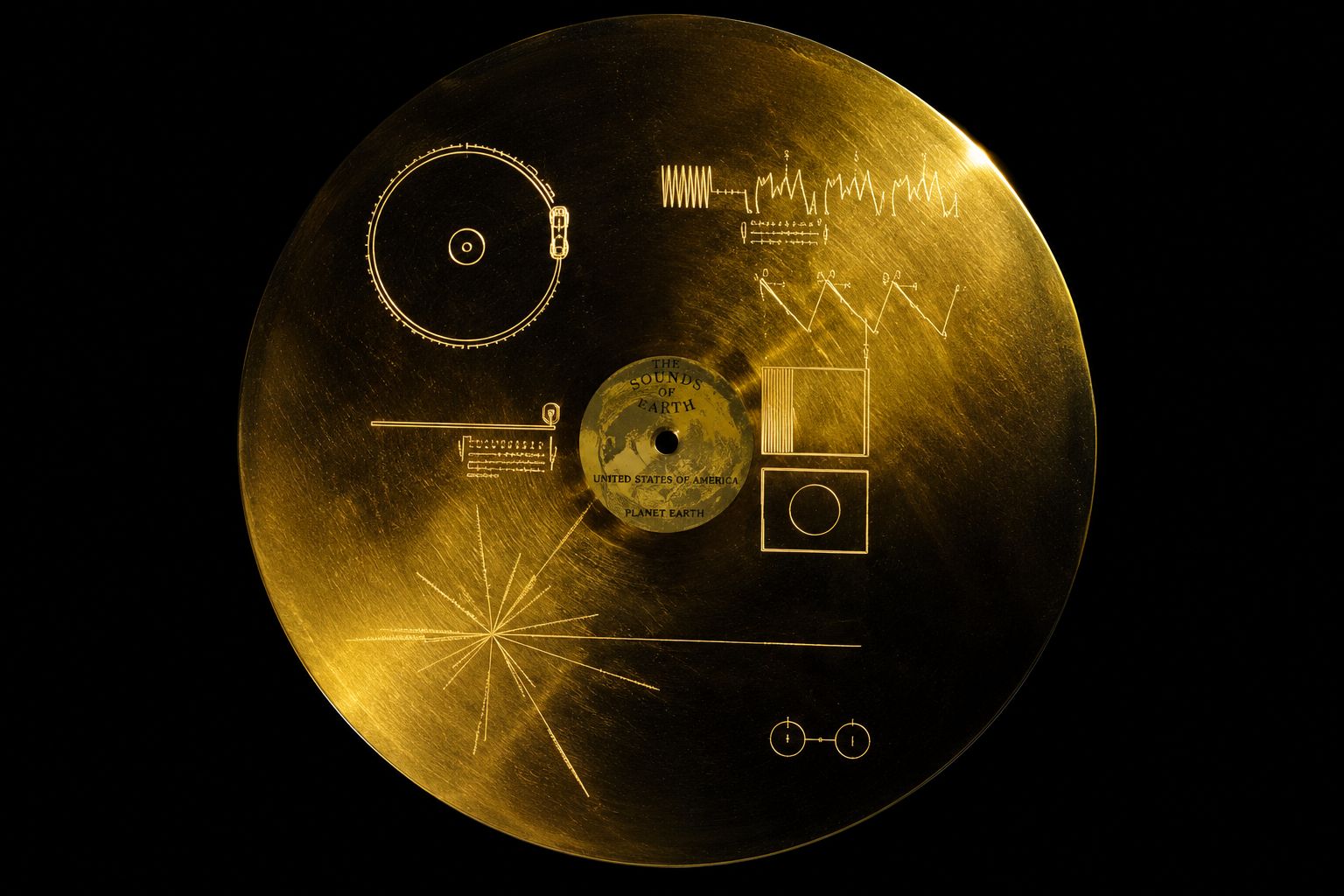 NASA's Voyager Golden Record — a phonograph record carrying sounds, music and greetings from Earth attached to the Voyager spacecraft